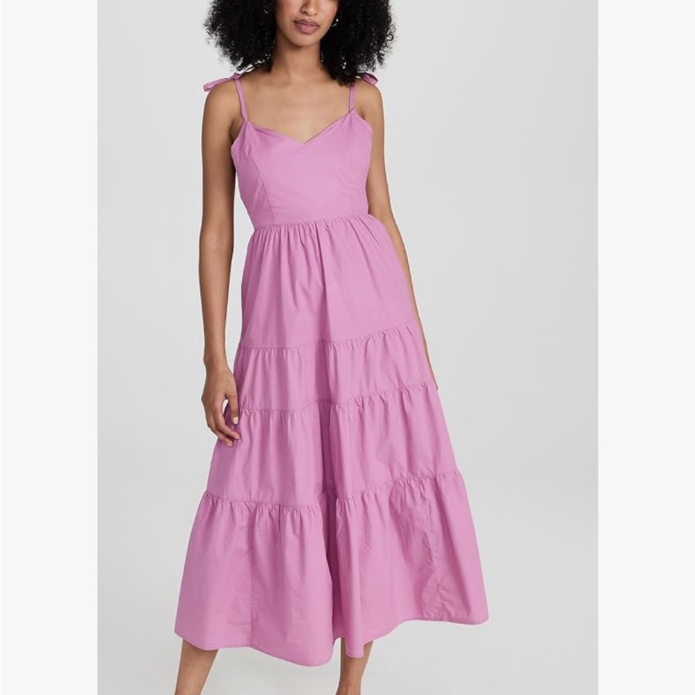 Madewell Pink Tiered Maxi Dress with Tie Straps